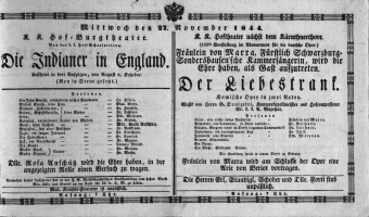Theaterzettel (Oper und Burgtheater in Wien) 18441127 Seite: 1