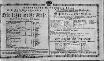 Theaterzettel (Oper und Burgtheater in Wien) 18441130 Seite: 1