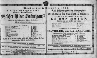 Theaterzettel (Oper und Burgtheater in Wien) 18441202 Seite: 1