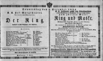 Theaterzettel (Oper und Burgtheater in Wien) 18441205 Seite: 1