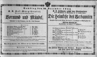 Theaterzettel (Oper und Burgtheater in Wien) 18441214 Seite: 1