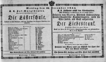 Theaterzettel (Oper und Burgtheater in Wien) 18441216 Seite: 1