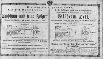 Theaterzettel (Oper und Burgtheater in Wien) 18450101 Seite: 1