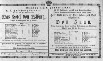 Theaterzettel (Oper und Burgtheater in Wien) 18450106 Seite: 1
