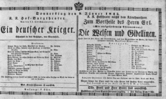Theaterzettel (Oper und Burgtheater in Wien) 18450109 Seite: 1