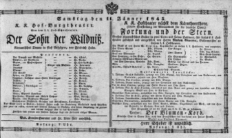 Theaterzettel (Oper und Burgtheater in Wien) 18450111 Seite: 1