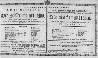 Theaterzettel (Oper und Burgtheater in Wien) 18450121 Seite: 1
