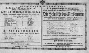 Theaterzettel (Oper und Burgtheater in Wien) 18450123 Seite: 1
