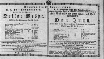 Theaterzettel (Oper und Burgtheater in Wien) 18450126 Seite: 1