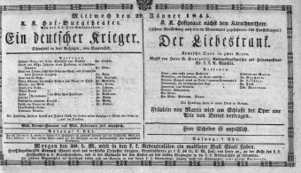 Theaterzettel (Oper und Burgtheater in Wien) 18450129 Seite: 1