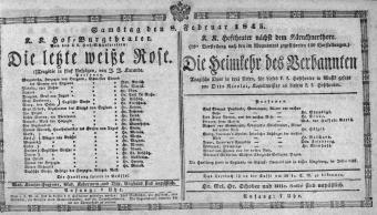 Theaterzettel (Oper und Burgtheater in Wien) 18450208 Seite: 1