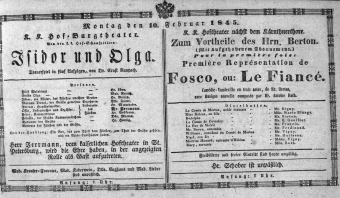 Theaterzettel (Oper und Burgtheater in Wien) 18450210 Seite: 1