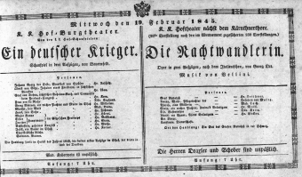 Theaterzettel (Oper und Burgtheater in Wien) 18450219 Seite: 1