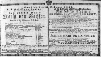 Theaterzettel (Oper und Burgtheater in Wien) 18450222 Seite: 1
