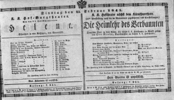 Theaterzettel (Oper und Burgtheater in Wien) 18450225 Seite: 1