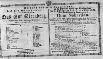 Theaterzettel (Oper und Burgtheater in Wien) 18450226 Seite: 1