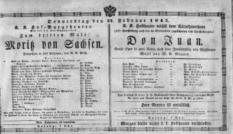 Theaterzettel (Oper und Burgtheater in Wien) 18450227 Seite: 1