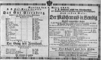 Theaterzettel (Oper und Burgtheater in Wien) 18450303 Seite: 1