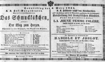 Theaterzettel (Oper und Burgtheater in Wien) 18450306 Seite: 1