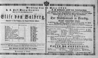 Theaterzettel (Oper und Burgtheater in Wien) 18450310 Seite: 1