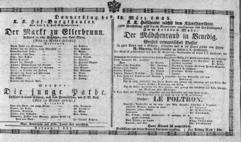 Theaterzettel (Oper und Burgtheater in Wien) 18450313 Seite: 1