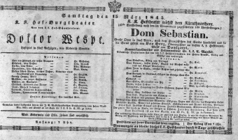 Theaterzettel (Oper und Burgtheater in Wien) 18450315 Seite: 1