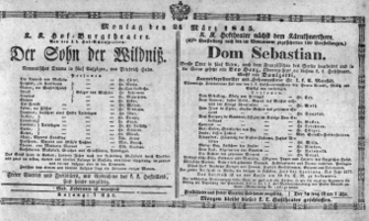 Theaterzettel (Oper und Burgtheater in Wien) 18450321 Seite: 1