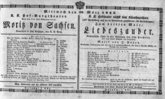 Theaterzettel (Oper und Burgtheater in Wien) 18450326 Seite: 1