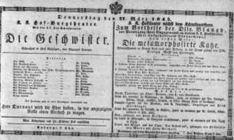 Theaterzettel (Oper und Burgtheater in Wien) 18450327 Seite: 1