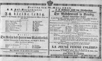 Theaterzettel (Oper und Burgtheater in Wien) 18450328 Seite: 1