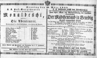 Theaterzettel (Oper und Burgtheater in Wien) 18450330 Seite: 1