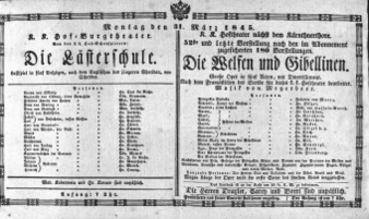 Theaterzettel (Oper und Burgtheater in Wien) 18450331 Seite: 1