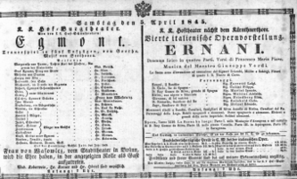 Theaterzettel (Oper und Burgtheater in Wien) 18450405 Seite: 1