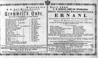 Theaterzettel (Oper und Burgtheater in Wien) 18450406 Seite: 1