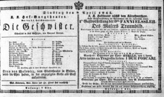 Theaterzettel (Oper und Burgtheater in Wien) 18450408 Seite: 1