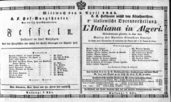 Theaterzettel (Oper und Burgtheater in Wien) 18450409 Seite: 1