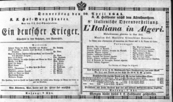 Theaterzettel (Oper und Burgtheater in Wien) 18450410 Seite: 1