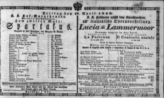 Theaterzettel (Oper und Burgtheater in Wien) 18450418 Seite: 1