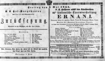 Theaterzettel (Oper und Burgtheater in Wien) 18450502 Seite: 1