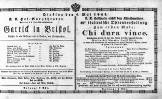 Theaterzettel (Oper und Burgtheater in Wien) 18450506 Seite: 1
