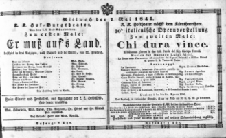 Theaterzettel (Oper und Burgtheater in Wien) 18450507 Seite: 1