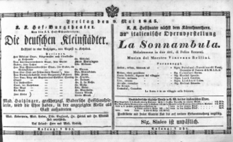 Theaterzettel (Oper und Burgtheater in Wien) 18450509 Seite: 1