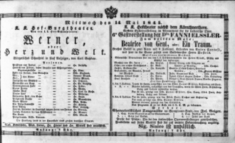 Theaterzettel (Oper und Burgtheater in Wien) 18450514 Seite: 1