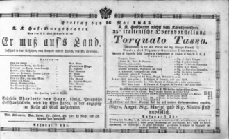 Theaterzettel (Oper und Burgtheater in Wien) 18450516 Seite: 1