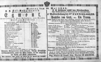 Theaterzettel (Oper und Burgtheater in Wien) 18450519 Seite: 1