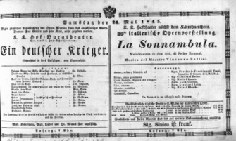 Theaterzettel (Oper und Burgtheater in Wien) 18450524 Seite: 1