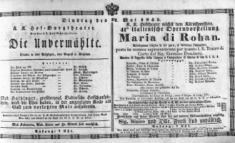 Theaterzettel (Oper und Burgtheater in Wien) 18450527 Seite: 1