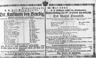 Theaterzettel (Oper und Burgtheater in Wien) 18450529 Seite: 1