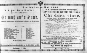 Theaterzettel (Oper und Burgtheater in Wien) 18450530 Seite: 1