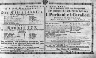 Theaterzettel (Oper und Burgtheater in Wien) 18450601 Seite: 1